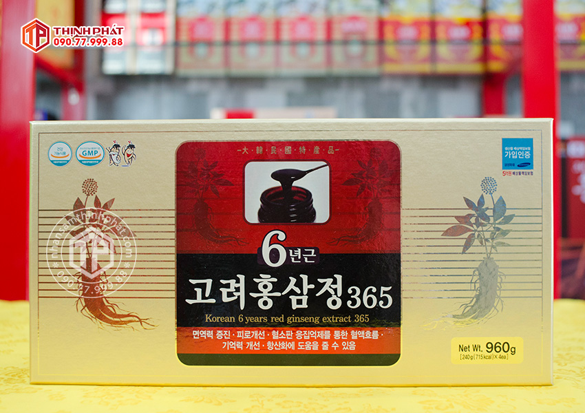 Cao hồng sâm chính hãng 365 sâm Hàn Quốc 6 năm tuổi hộp 4 lọ 240g