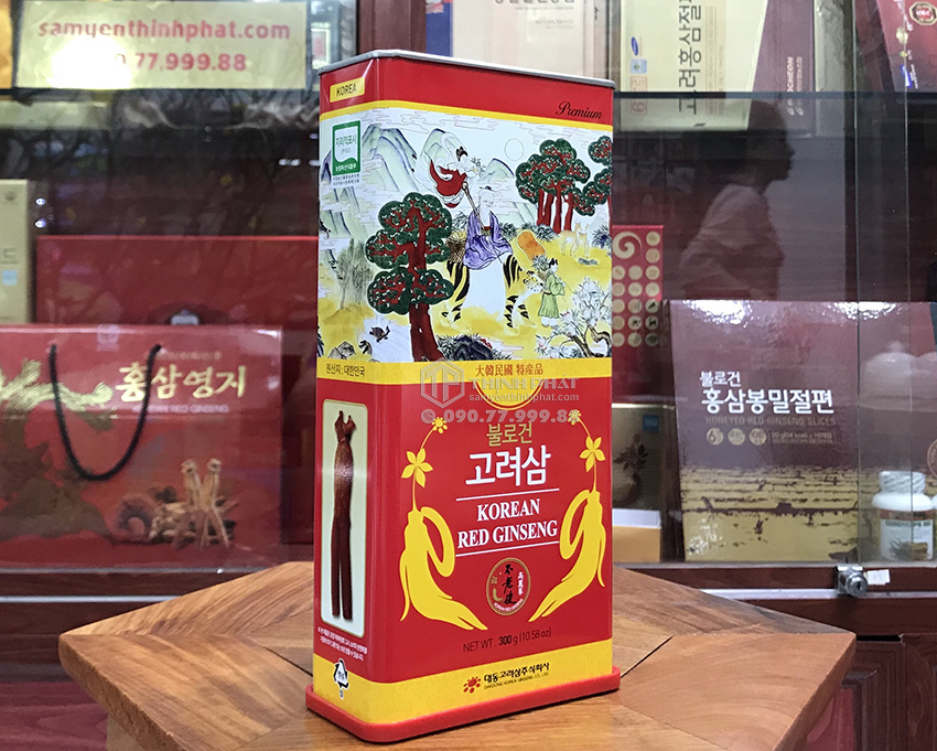 Hồng sâm khô hộp thiếc 300g 20 củ chính hãng Deadong Hàn Quốc