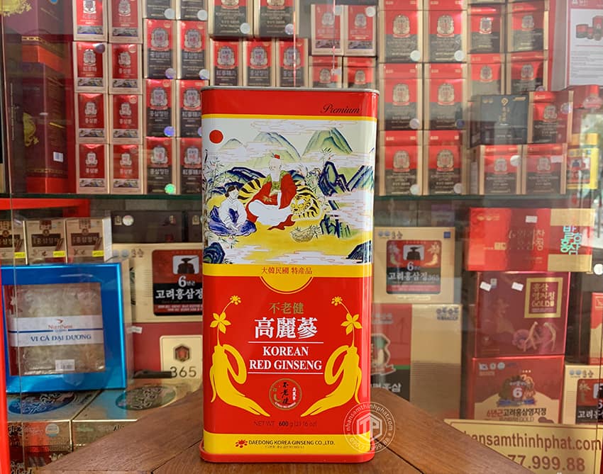 Hồng sâm củ khô hộp thiếc 600g chính hãng Daedong Hàn Quốc củ nhỏ Hồng sâm củ khô hộp thiếc 600g chính hãng Daedong Hàn Quốc củ nhỏ