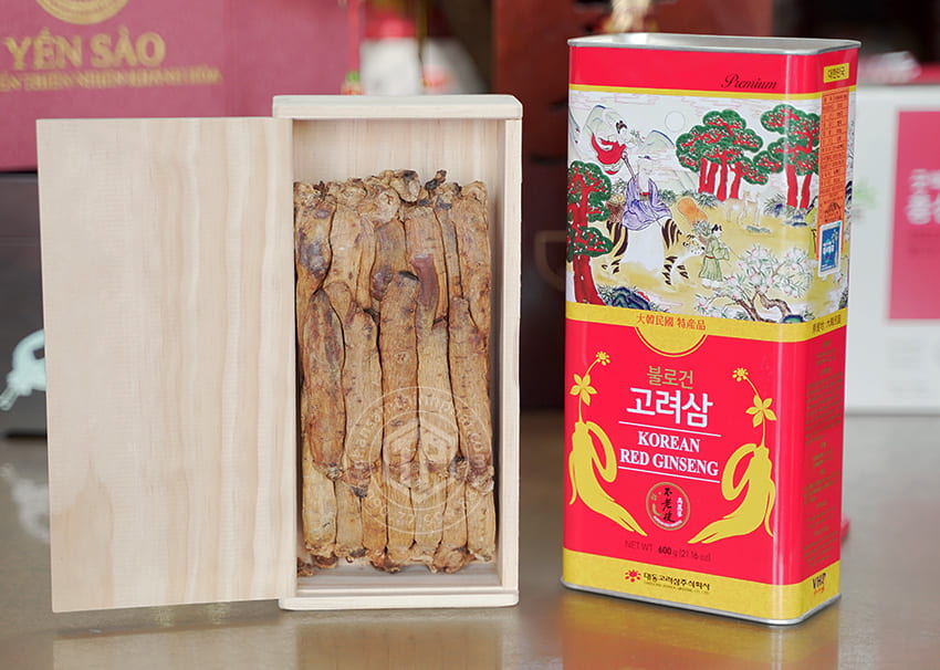 Hồng sâm củ khô hộp thiếc 600g chính hãng Daedong Hàn Quốc củ nhỏ Hồng sâm củ khô hộp thiếc 600g chính hãng Daedong Hàn Quốc củ nhỏ