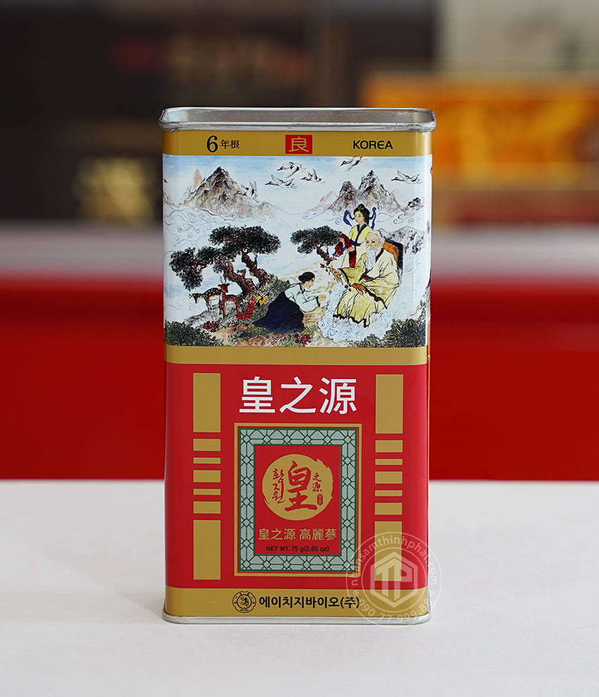 Hồng sâm củ khô hộp thiếc HG Bio 75g Chính hãng Hàn Quốc