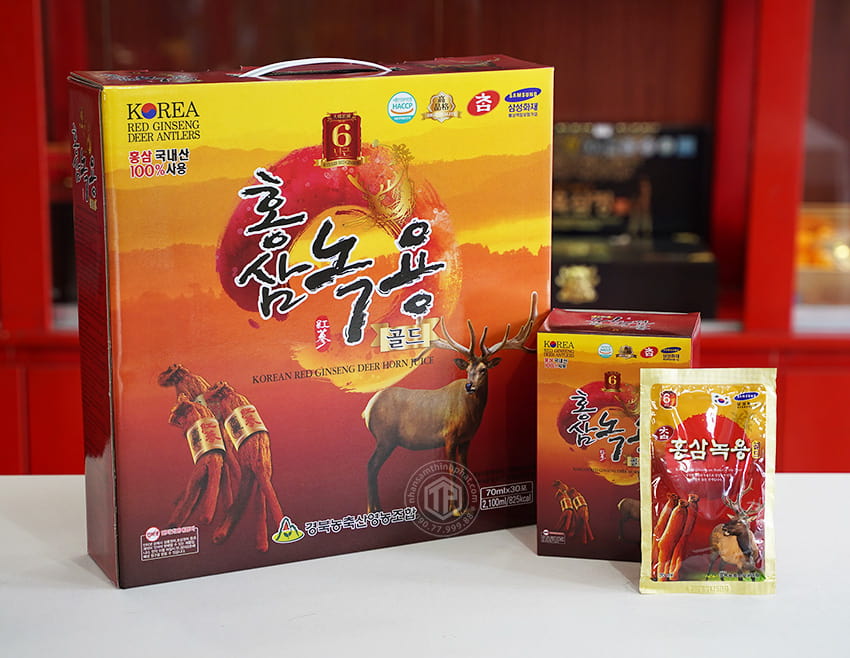 Tinh chất hồng sâm nhung hươu hộp 30 gói Tinh chất hồng sâm nhung hươu hộp 30 gói