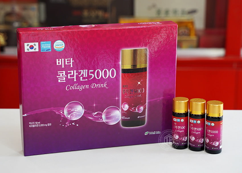 Nước Uống Collagen Drink 5000 Well Bio Hàn Quốc hộp 10 chai x 50ml