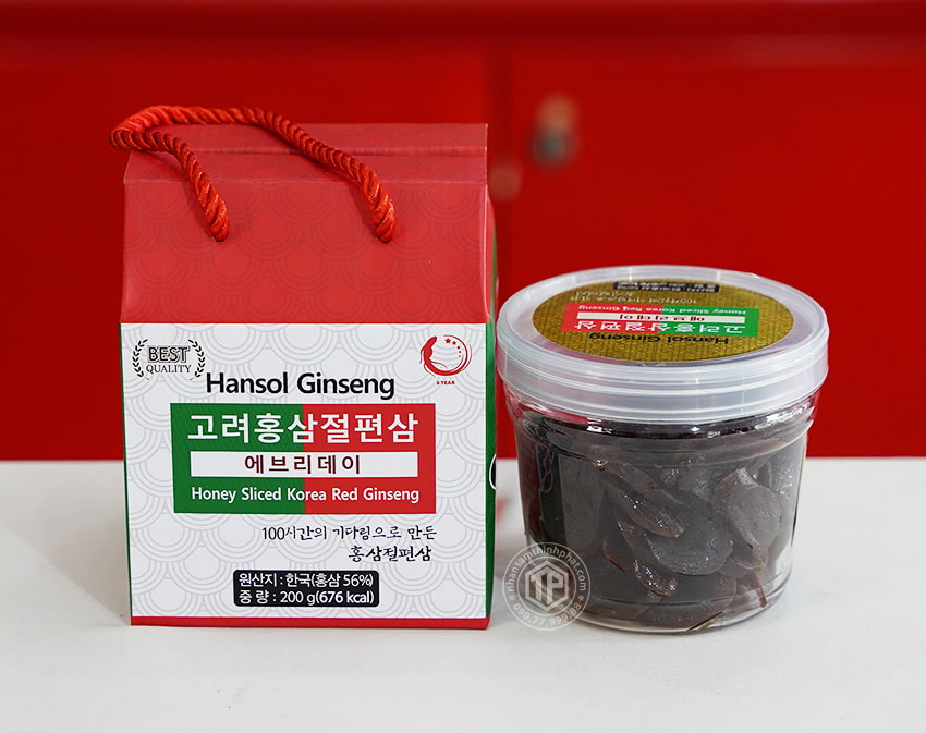 Sâm lát tẩm mật ong Hàn Quốc hộp 200g Sâm lát tẩm mật ong Hàn Quốc hộp 200g
