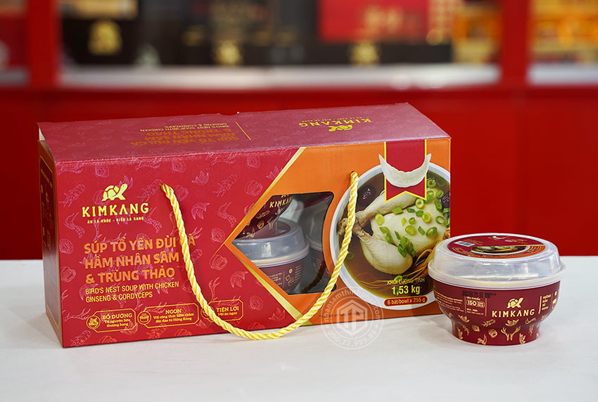 Súp tổ yến đùi gà nhân sâm đông trùng hộp 6 chén x 255g Súp tổ yến đùi gà nhân sâm đông trùng hộp 6 chén x 255g