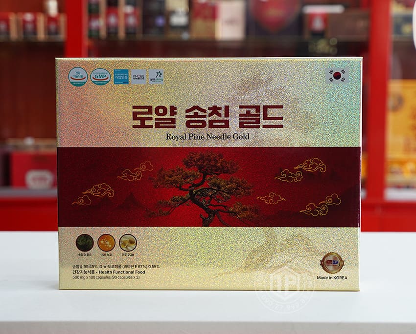 Viên tinh dầu thông đỏ Hàn Quốc cao cấp Royal Pine Needle Gold 180 viên