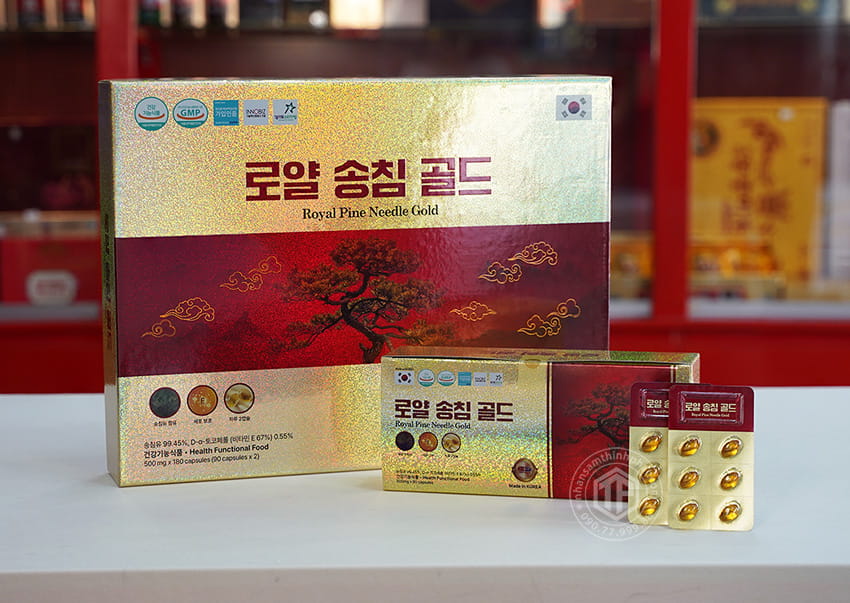 Viên tinh dầu thông đỏ Hàn Quốc cao cấp Royal Pine Needle Gold 180 viên