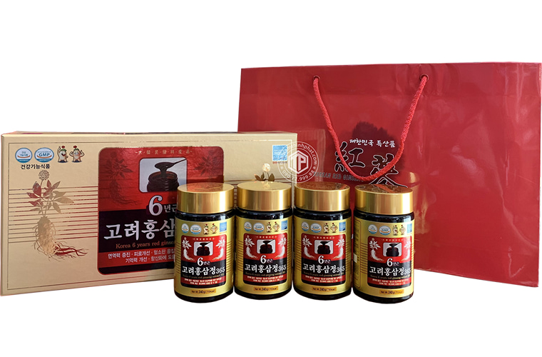Cao hồng sâm chính hãng 365 sâm Hàn Quốc hộp 4 lọ x 240g